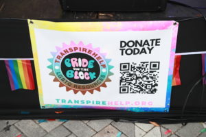 Pride On The Block Transpire Help Donation Banner